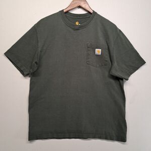 Carhartt K87 Mens Pocket Tee Dark Olive Green Gray Medium